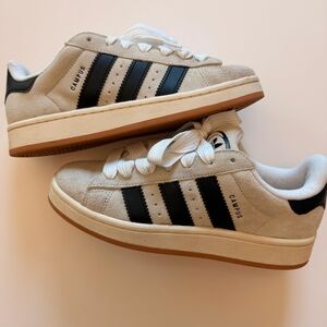 Adidas Campus Shoes in Light Tan and Black